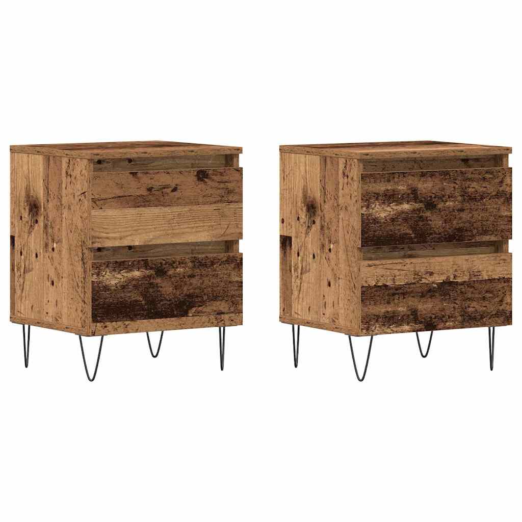 Bedside Cabinet 2 pcs Old wood 40 x 35 x 50 cm Engineered wood